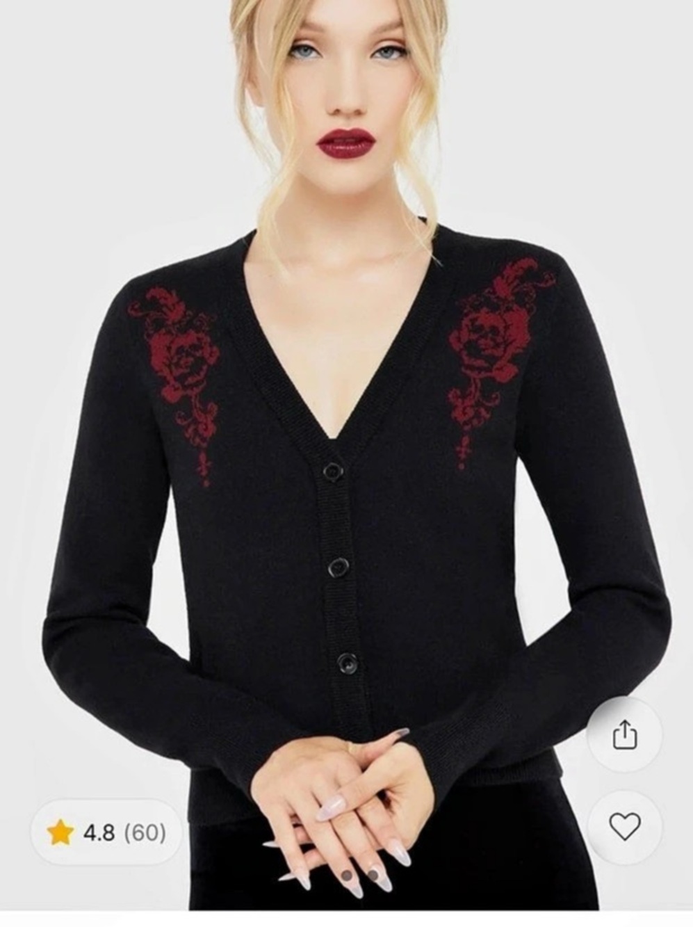 •••ISO-Size L/XL•••Killstar Morbid Matilda Cardigan Floral Cardigan Black & Red